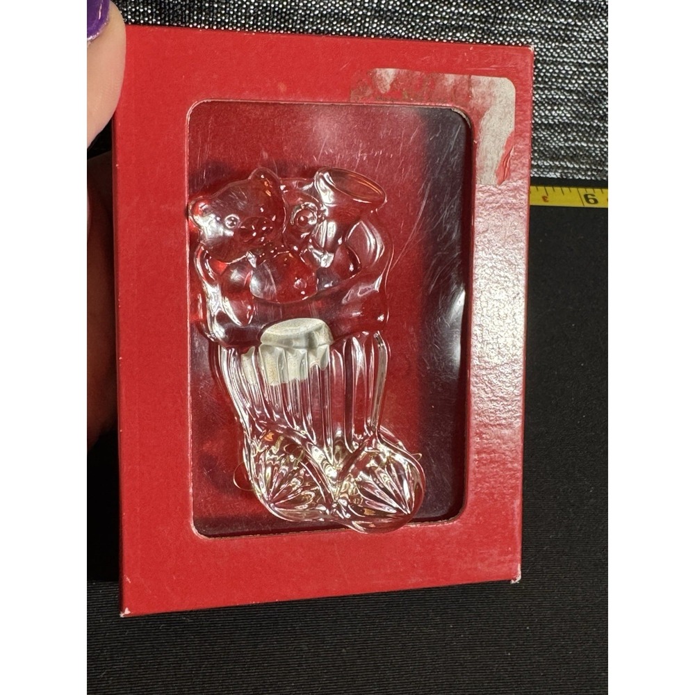 1990 GORHAM Crystal Stocking Christmas Ornament MADE IN GERMANY NIB